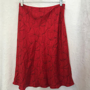 Ann Taylor Loft Red Black Bias Silk Skirt - image 1